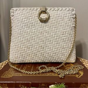 Rodo Italy Vintage Woven Rattan Bag Gold Chain Strap